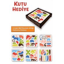 UNT 6’lı Mdf Bardak Altlığı Saklama Kutulu – Dekoratif Akdeniz Esintileri Desenli