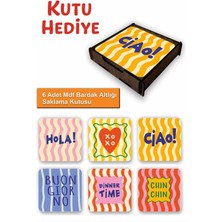 UNT 6’lı Mdf Bardak Altlığı Saklama Kutulu – Dekoratif Akdeniz Desenli