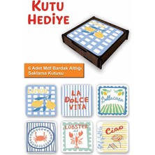 UNT 6’lı Mdf Bardak Altlığı Saklama Kutulu – Dekoratif Akdeniz Desenli