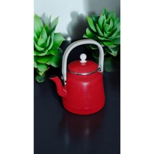 Feyza Design Kırmızı Emaye Çaydanlık 1,5 L, Vintage Tasarım, Üstten Tutmalı, Şık ve Zarif
