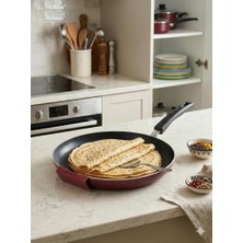 abnturk 28 cm Bordo Krep Tavası: Yapışmaz Yüzey, Kusursuz Pişirme