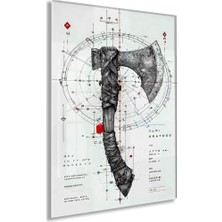 Generic “keskin Denge” – Geometrik ve Savaş Baltası Temalı Sanatsal Cam Tablo - PEONY061