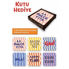 UNT 6’lı Mdf Bardak Altlığı Saklama Kutulu – Dekoratif Akdeniz Desenli