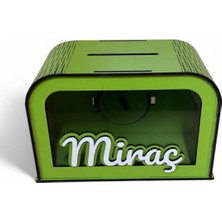 UNT Kişiye Özel Isimli Ahşap Kumbarası – Yeşil Renk Mdf Tasarım