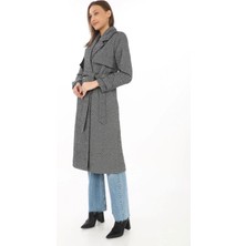 Glam Love Balık Sırtı Kaşmir Uzun Kaşe Kaban - Boyalı Gri -