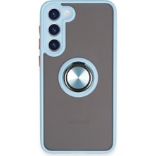 Hayat Store Samsung Galaxy S23 Plus Kılıf Montreal Yüzüklü Silikon Kapak - Buz Mavi