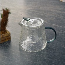 Feyza Design Şeffaf Cam Demlik 500ML, Süzgeçli, Çay ve Bitki Demleme Şekli