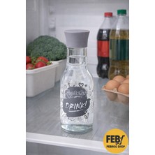 Febros Shop Apart Kapaklı Cam Limonata Süt Su Detox Cam Sürahi Içecek Şişesi
