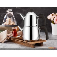 Feyza Design Şık Siyah Çelik Çaydanlık, Dayanıklı ve Kullanışlı Tasarım