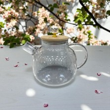 Feyza Design Isıya Dayanıklı Borosilikat Cam Demlik, Bambu & Metal Kapaklı, 1000 ml