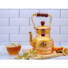 Feyza Design El Işlemeli 1.3 Litre Nostaljik Bakır Demlik ve Çaydanlık Seti