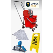 Özgürce Çift Kovalı Krom Temizlik Arabası ve Islak Mop Seti, Pratik Temizlik Seti