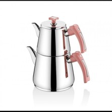 Feyza Design Inter Çelik Hanzade Aile Boyu Pembe Çaydanlık