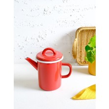 Feyza Design Emaye Silindir Demlik 850 ml Kırmızı, Çay ve Kahve Için Şık ve Dayanıklı