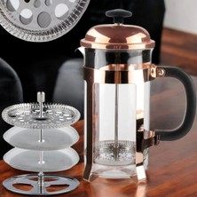 Feyza Design Kırmızı Altın French Press 350 Ml, Şık ve Pratik Kahve Demleme Aracı