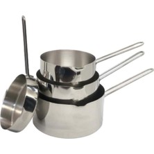 Feyza Design Paslanmaz Çelik 4'lü Set Sütlük ve Sosluk, 12-14-16 Cm, Şık ve Dayanıklı