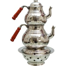 Feyza Design Gümüş Kaplama Isıtıcılı Bakır Çaydanlık, Şık ve Dayanıklı Tasarım