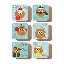 UNT Noel Temalı 6’lı Mdf Bardak Altlığı Seti – Yeni Yıl ve Christmas Tasarımı