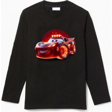 Efendioğlu Design Uzun Kollu Alevli Araba Baskılı Pamuklu T-Shirt