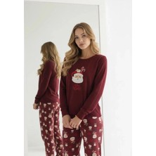 Bordo Pijama Takımı Uzun Kollu