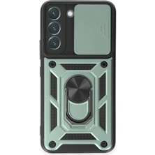 Hayat Store Samsung Galaxy S23 Fe Kılıf Pars Lens Yüzüklü Silikon - Yeşil