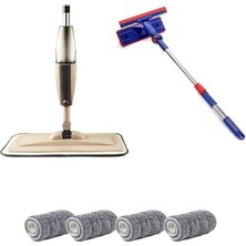 Özgürce Çift Yedekli Teleskopik Mikrofiber Sprey Mop Cam Sılme Aparatı