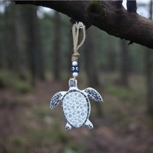 Adalinhome Seramik Deniz Kaplumbağası Duvar Süsü Beyaz - 13 x 13