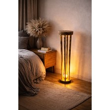 Auro Home Rustik Masif Ahşap Dekoratif Lambader – Sıcak Amber Işık