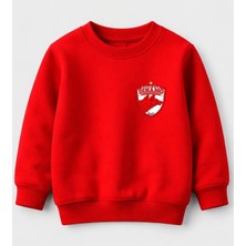 Efendioğlu Design Sweatshirt Kırmızı D.bukres Küçük Baskılı Pamuklu 3 Iplik Şardonsuz Çocuk Sweatshirt