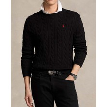 Polo Ralph Lauren Erkek Triko Örgü Dokulu Siyah Kazak