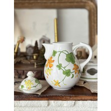 Feyza Design Yeşil Turuncu Sarı Yapraklı Porselen Çay Kahve Demliği