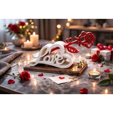 Cenikli Romantik Love Gül Masaüstü Dekor