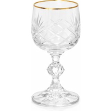 Sudedi Home Kristal Ayaklı Kadeh Bardak Altın Yaldızlı Kesim Desenli Su Bardağı (1 Adet)