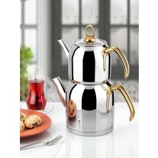 Feyza Design Aile Boy Çelik Çaydanlık Takımı, Şık ve Sağlam Tasarım