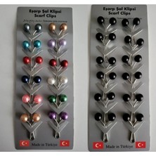My Vintage Eşarp, Türban, Şal, Klipsi 12 Adet Siyah 12 Adet Renkli Tesettür Eşarp ve Şal Klipsi - Inci Tasarım