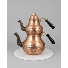Feyza Design El Işlemeli Bakır Çaydanlık, Zarif ve Parlak Tasarım