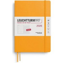 Leuchtturm 1917 LEUCHTTURM1917 Orta Boy (A5) 12 Aylık Ajanda ve Not Defteri (Noktalı) 2026 Sert Kapak, Ingilizce, Rising Sun 372702