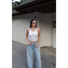 Kechi Woman Dalgıç Kumaş Şeffaf Askılı Bluz