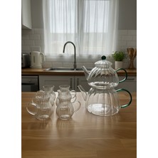 Feyza Design Yeşil Cam Çaydanlık ve Bardak Seti, Şık ve Kullanışlı Tasarım