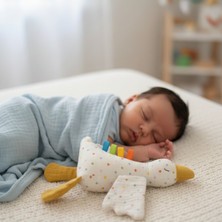 Bebek Uyku Arkadaşı Müslin Ördek 30 cm – %100 Pamuk Yumuşak Vikvikli Oyuncak 0-24 Ay