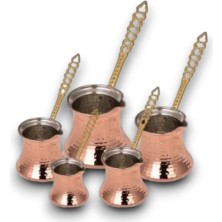 Feyza Design Şık Bakır Cezve Seti, Türk Kahvesi Için 5 Parça Uygun Fiyatlı