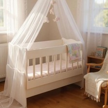 Akte Home Sallanır Anne Yanı Ahşap Bebek Beşiği - Beyaz