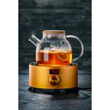 Feyza Design 1000 ml Bambu Kapaklı Isıya Dayanıklı Borosilikat Bitki Çayı Demliği