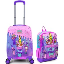 Coral High Kids Milkshake Dondurma Desenli Çocuk Valizi ve Çanta Seti 16770 Pembe