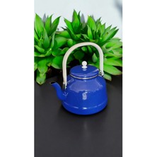 Feyza Design Vintage Emaye Kahve Demlik, 3,5 Lt, Lacivert, Üstten Saplı