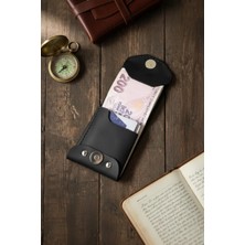 MAT DERİ Erkek Cüzdanı Gerçek Deri Nakit & Kart Tasarım Minimal İsim Baskılı Hediyelik Cüzdan Siyah