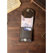 MAT DERİ Erkek Cüzdanı Gerçek Deri Nakit & Kart Tasarım Minimal İsim Baskılı Hediyelik Cüzdan Taba