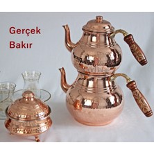 Feyza Design Kalın Bakır Çaydanlık Takımı, 4-6 Kişilik, Şık ve Dayanıklı Tasarım