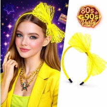 Starseven 80’ler 90’lar Neon Sarı Dantel Taç Fiyonklu