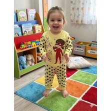 Yağmur Giyim Supermını Maskeli Kedi Kız Desenli Kız Çocuk Pijama Takımı 1-3 Yaş 1158